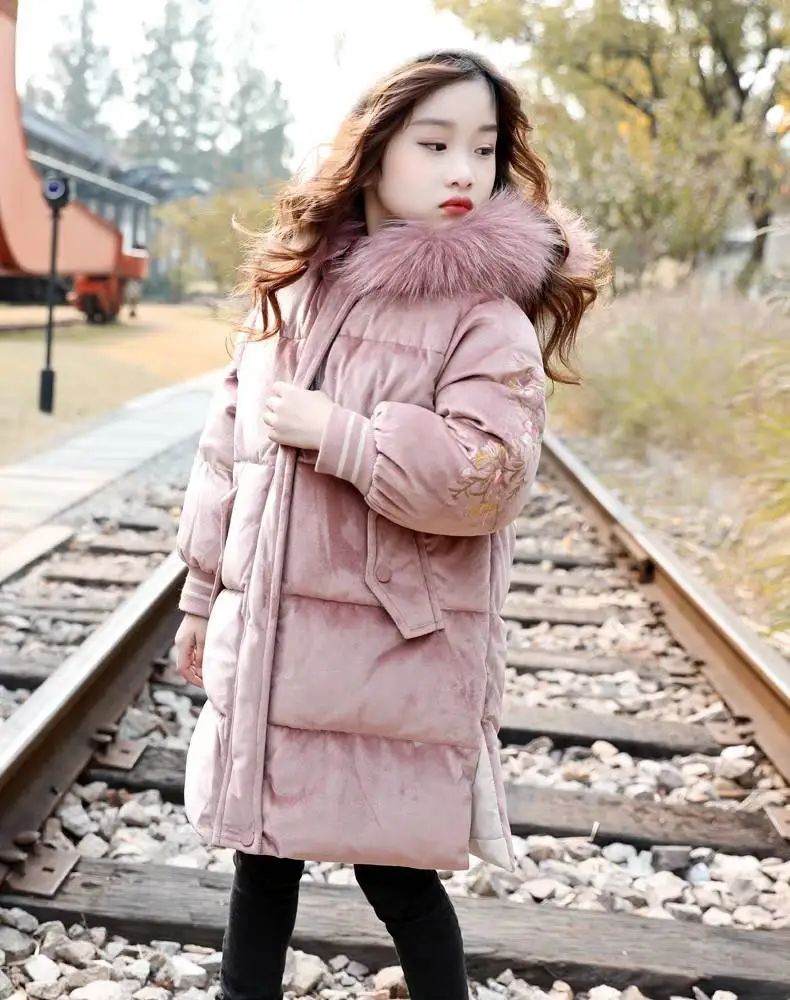 30 градусов Детская одежда Одежда для девочек Теплый Зимний пуховик хлопковая куртка пальто с капюшоном утепленная верхняя одежда детская Парка хлопковая куртка