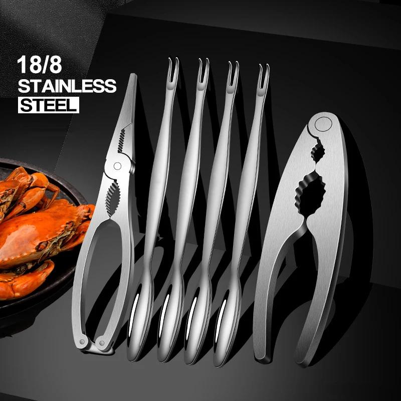 Description Picture 2 of itemSuper Quality 1-7Pcs Seafood Tool Sets, 304 Stainless Steel Lobster Crab Crackers Picks Spoons Set, Nut Crackers