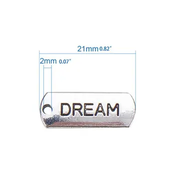 

100 Pcs Inspirational Word Charms Pendants for DIY Bracelets Necklaces ,Sliver P0RF