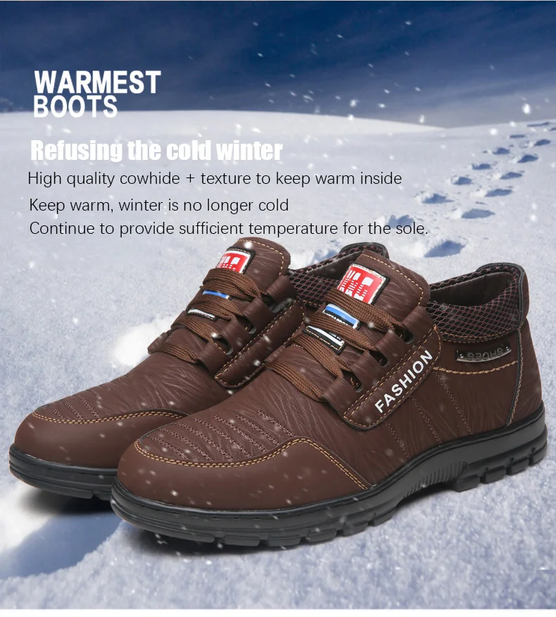 Damyuan/зимние кожаные мужские кроссовки; удобная плюшевая мужская спортивная обувь; уличная Нескользящая износостойкая повседневная обувь для бега; размер 46