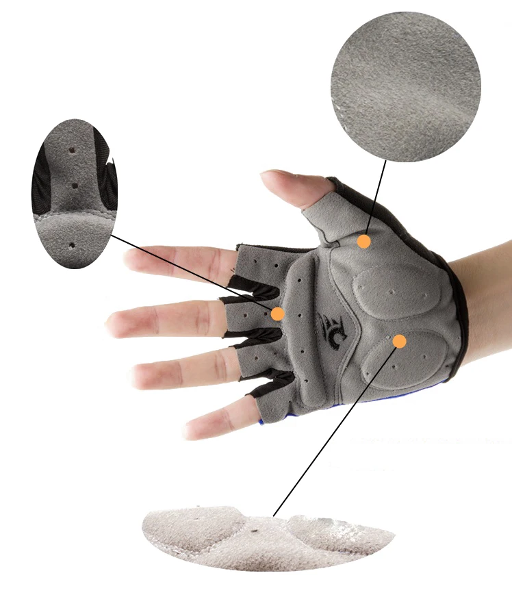 Силиконовые перчатки для велоспорта, полупальцевые противоударные спортивные перчатки для спортзала с EVA Pad, велосипедные перчатки для мужчин и женщин, дышащие - Цвет: Gray