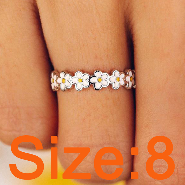 Daisy Rings for Women Flower Shaped Fashion Enamel  Adjustable Open Cuff Wedding Finger Ring Girlfriend Jewelry Gifts