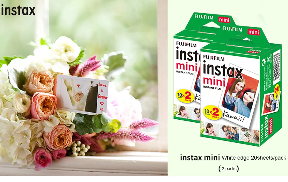 Fujifilm instax Мини фото бумажная пленка 3 дюйма 40 листов белая краевая фотобумага для мини-камеры instax
