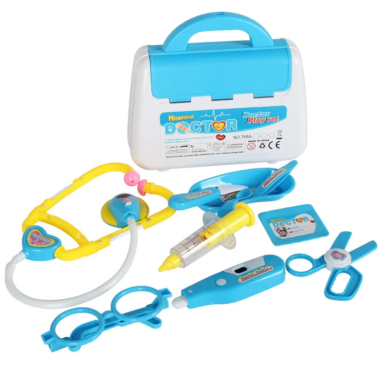 

Model Doctor Toy Set Play House Doctor Set Echometer Children Suitcase 10 Pieces with Sound And Light Medicine Cabinet