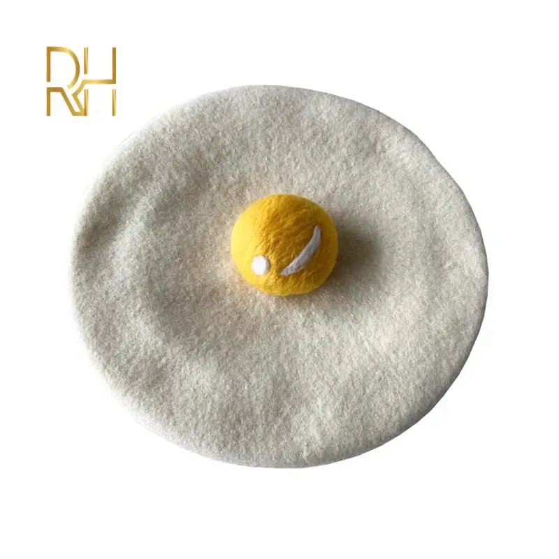 RH 봄 여름 큰 데친 계란 통기성 니트, 얇은 문학적, 귀여운 성인, 노른자 튀김, 숙녀 베레모 모자