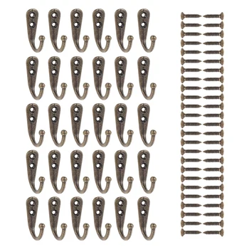 

Wall Mounted Coat Hook Robe Hooks Cloth Hanger Coat Hanger Coat Hooks Rustic Hooks(Bronze Color) 30 Pieces