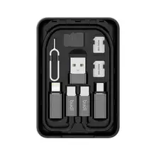 Многофункциональный блок питания универсальный Смарт-адаптер Lightning micro usb type-C порт Дата-кабель для хранения карт