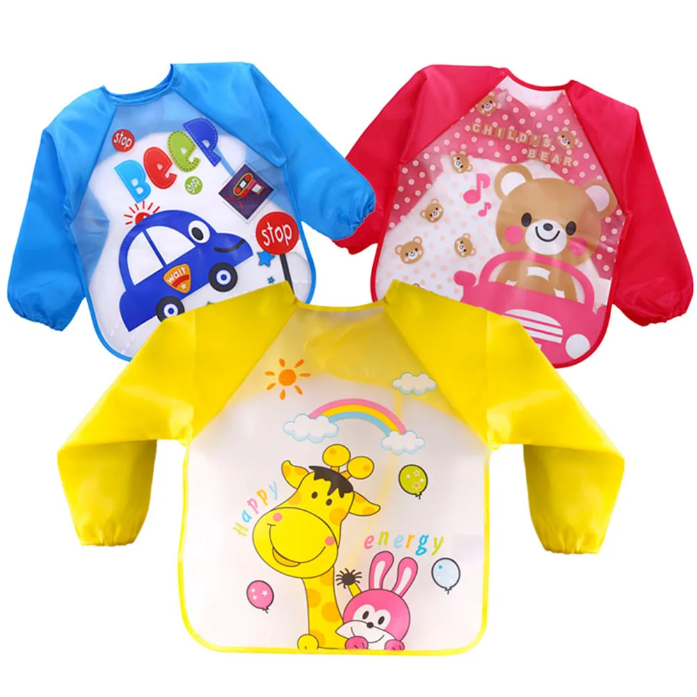 Baby Bibs Waterproof Long Sleeve Apron Children Feeding Smock Bib Burp Clothes | Детская одежда и обувь