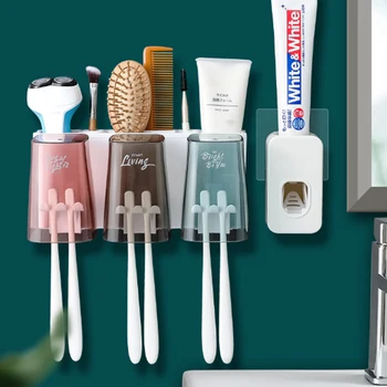 

Automatic Toothpaste Dispenser Wall Mount Toothbrush Holder Lazy Toothpaste Squeezer For Toilet Home Bathroom Accessories Set