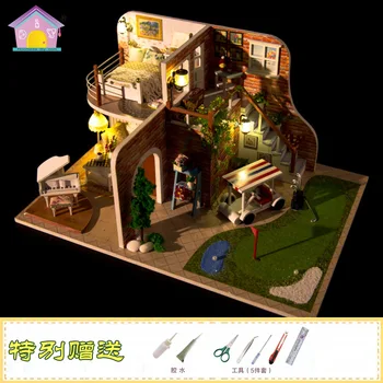 

Diy Lights Creative Doll House Handmade Birthday Gift Model Assembled Valentine Gift Golf Tour Wooden Miniature Dollhouse Diy