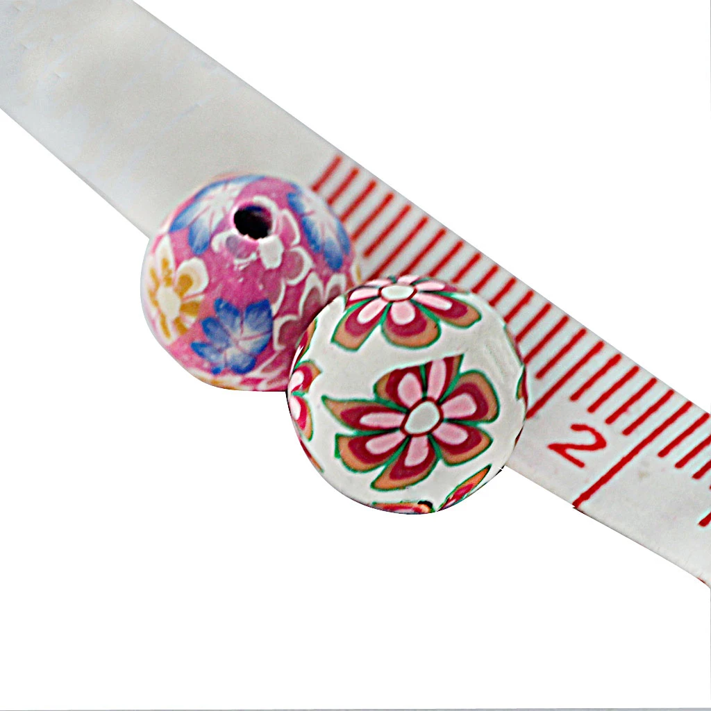 50Pairs Polymer Clay Spacer Beads Painted Round Jewellery Makings DIY Crafts