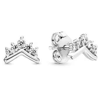 

Real 925 Sterling Silver Earring 2019 Autumn Rose Gold Tiara Wishbone Studs Earring For Women Wedding Gift Fashion Jewelry