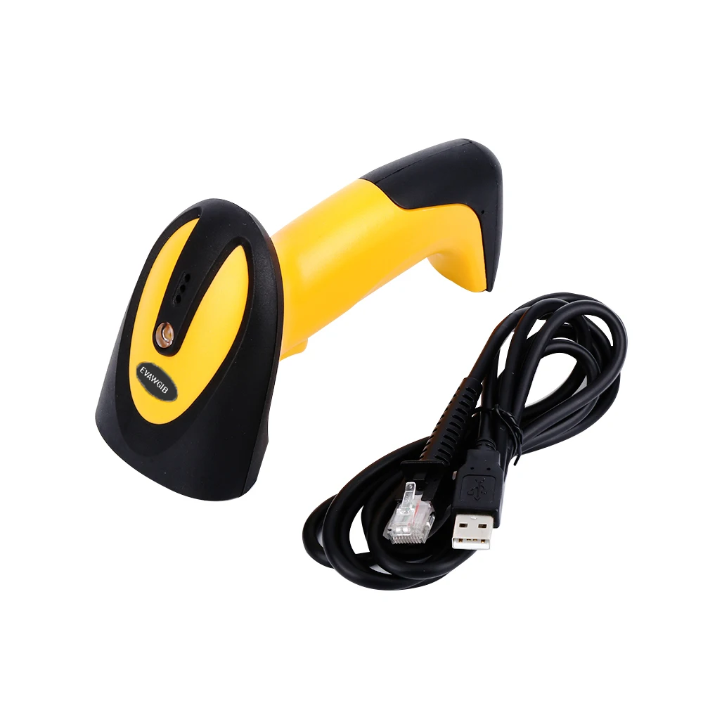 500m Long Transmission Distance Barcode Scanner Yellow Color Wireless QR  Reader for Warehouse 433MHz Bar Code Reader with Stand