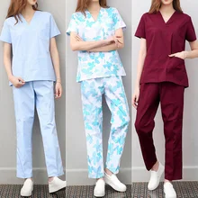 Больничная хирургическая работа футболка брюки медицинский костюм медсестры доктор колпачок Клиническая форма для женщин мужчин Клиническая хирургическая лаборатория комплект одежды