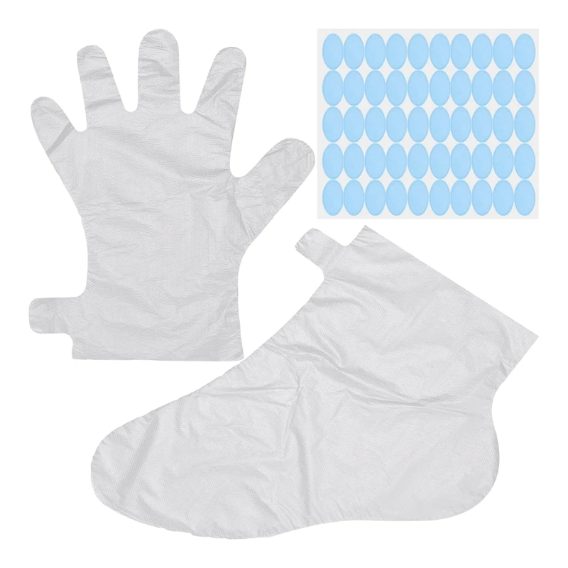 

400 Pieces Plastic Liners Paraffin Wax Liners Disposable Clear Bags with 400 Stickers for Hand and Foot