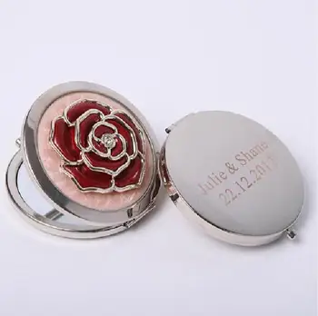 

Personalized Round Rose Flower Compact Mirror Wedding Bridal Shower Party Lady Gift Favor Present