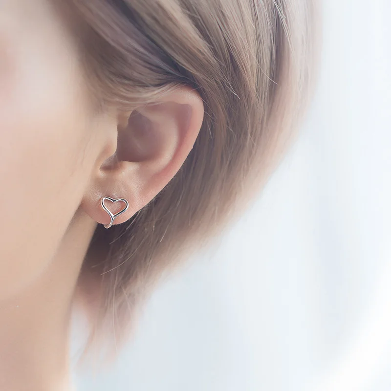 Trusta 925 пробы Серебряное пустое сердце ухо манжеты Клипсы Серьги для женщин девушка без серьги в стиле пирсинга ювелирные изделия DS761