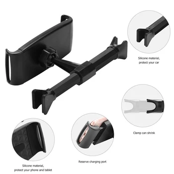 

Car Back Seat Phone Tablet Holder 360 Rotation Car Mount Headrest Bracket Stand _WK