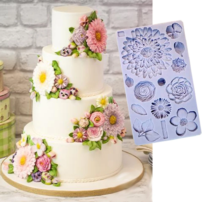 

Buttercream Flowers Mould Fondant Cake Decorating Tools Silicone Molds for Crafts Chocolate Baking Tools for Cakes Gumpaste Fim