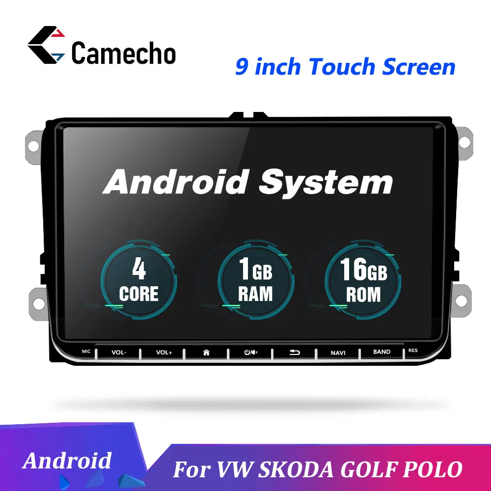 Camecho " Android 9,0 2din автомобильный Радио gps навигатор плеер для VW SKODA GOLF Golf 6 POLO PASSAT B5 B6 сиденье Jetta авто радио