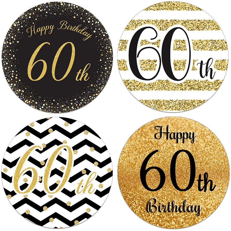 Autocollants Decoratifs Joyeux Anniversaire 60e Anniversaire Etiquettes De Scellage Decorations De Fete Pour Adulte 60e Anniversaire Autocollant Dore Aliexpress Maison Animalerie