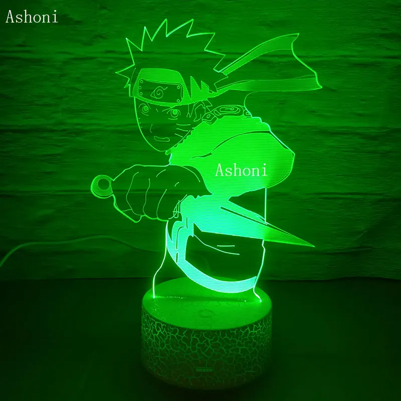 Аниме Рисунок Uzumaki Naruto с кинжал 3D светодиодный ночной Светильник RGB 7 цветов Настольная лампа Декор для дома подарок на день рождения для детей