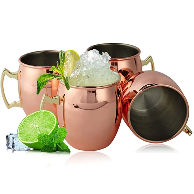 1x Moscow Mule Coffee Mug Drinking Cups Hammered Copper Brass Gift Set
