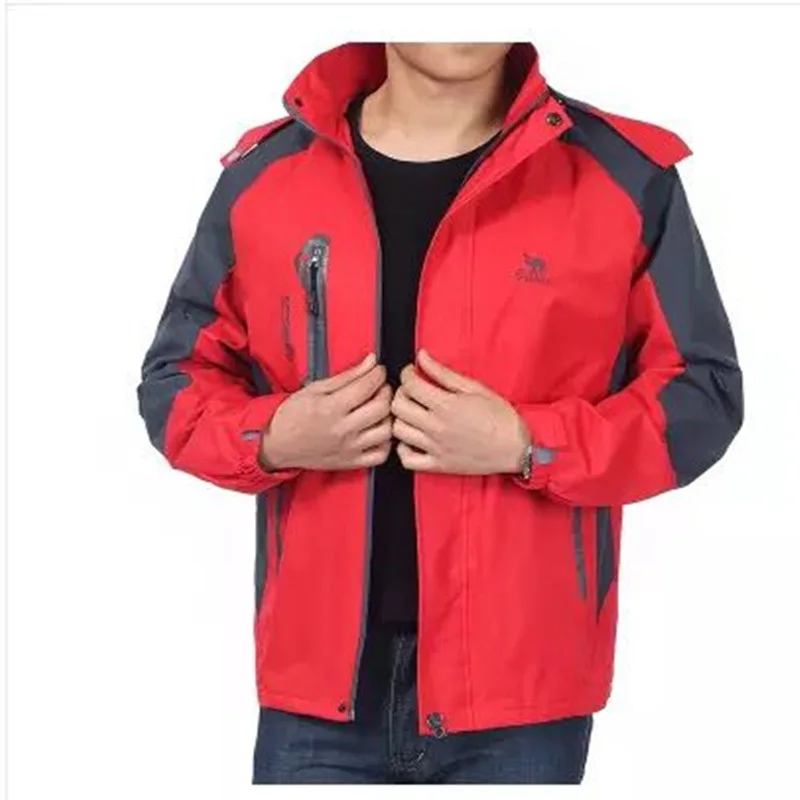Демисезонная Мужская и женская походная Куртка однослойная тонкая уличная ветрозащитная Водонепроницаемая дышащая альпинистская Рыбалка - Цвет: Male-Red