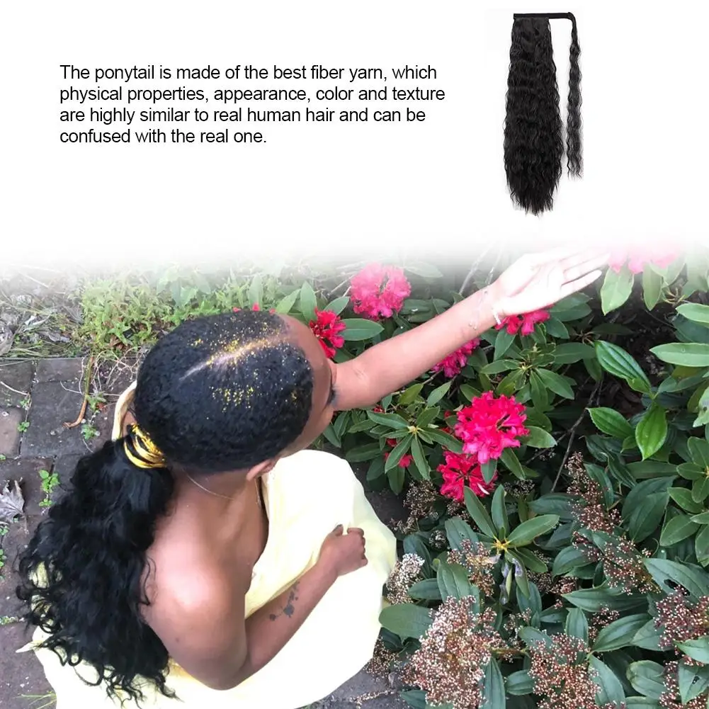 60 см длинная волнистая Накладка для волос для женщин синтетическая обертка вокруг волшебной пасты вьющиеся конский хвост Кукуруза плойка