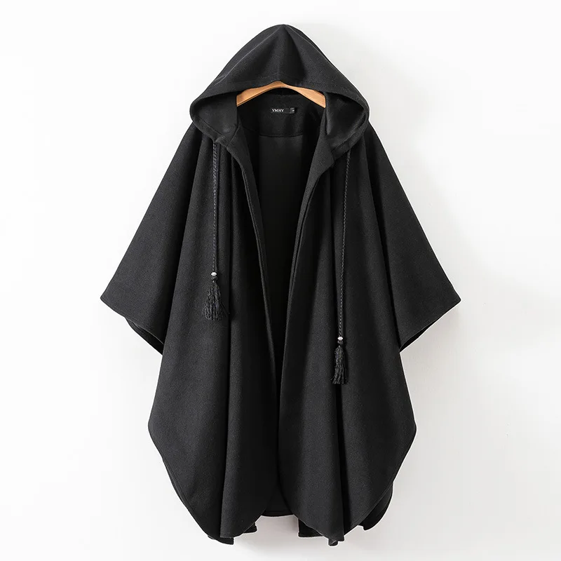 

Women Winter Black Long Coat Ladies Cotton Fashion Cardigan Jackets Women-s Hooded Cloak Capes Ponchos 2019 New 7479