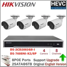 Hikvision CCTV камера, комплекты, 8MP(4 K), цилиндрическая IP камера, PoE, домашняя/уличная, непогодная, видео CCTV, видеонаблюдение, ночное видение