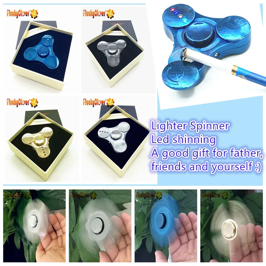 Silver Chrome USB LED Fidget Spinner Lighter