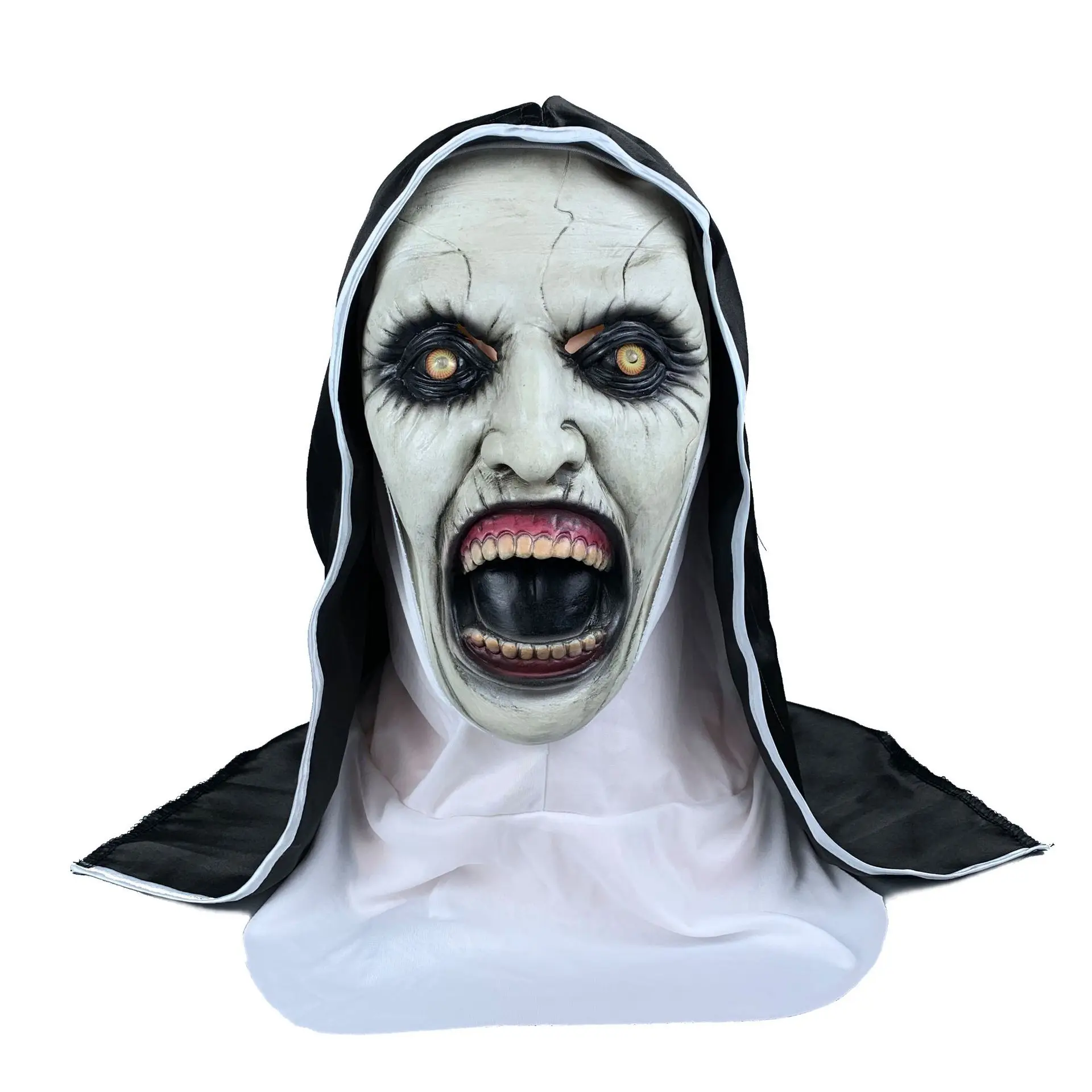 Suora Horror con maschera foulard Halloween terrore viso maschere in  lattice festa donna fantasma costumi Cosplay puntelli casco integrale -  AliExpress