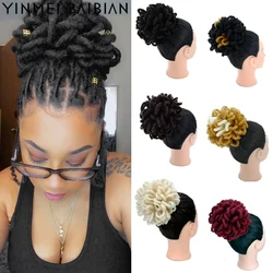 Dreadlocks Puff Ponytail Drawstring Afro Kinky Puff Ponytail Nu Faux Locs Dreadlocks Ponytail Synthetic Chignon Buns Hair Puff