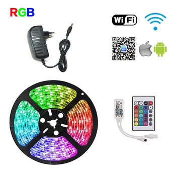 

IR WIFI LED Strip 12V SMD 5050 Waterproof 5M 10M 15M 20M RGB Led Strip Light Tape RGB Flexible Lighting Ribbon Controler Adapter