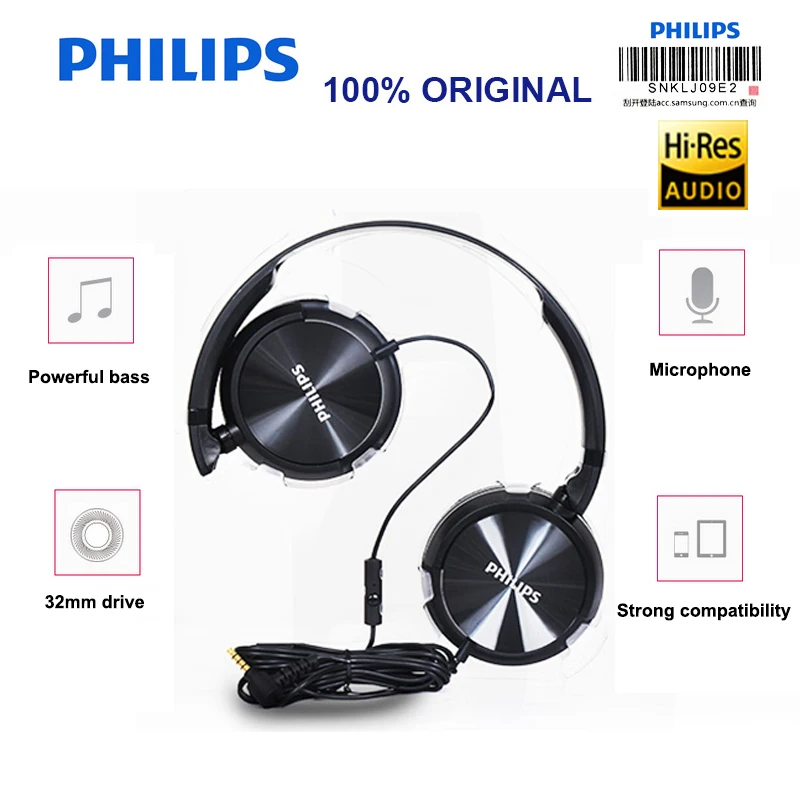 

Philips SHL3065 Headphone with Noise Reduction Wire Control Microphone Headband Design for Galaxy 8/8+ Official Certification