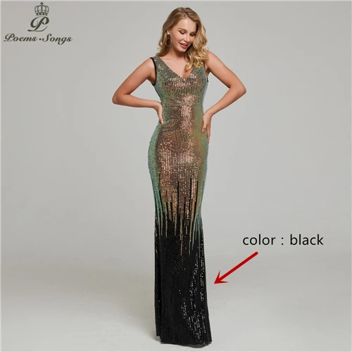 color as photo New Sexy Shining sequin Evening dress vestidos de gala robe de soiree evening gowns for women Party prom dresses - Цвет: color as photo