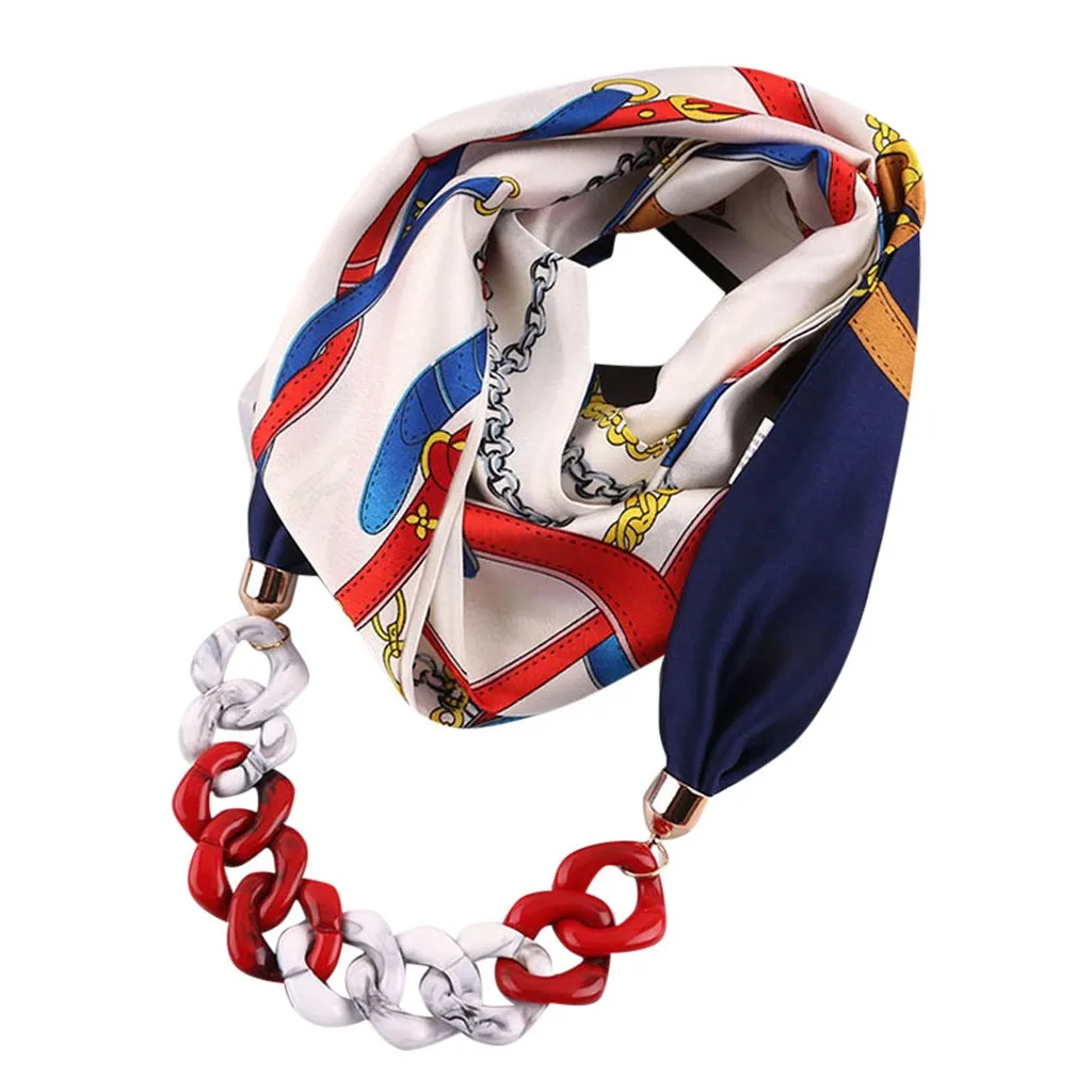 Цепочка украшение на шею нагрудник в этническом стиле роскошная Брендовая женская одежда шаль воротник Шелковый шарф платок Femme шифон хиджаб
