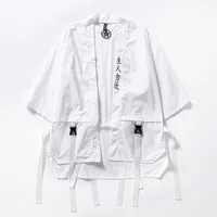 Buy Explore the Latest 2023 Men's Autumn Fashion with Harajuku's Open Stitch Kimono Jackets – Perfect for Hip Hop Enthusiasts. Discover Thin Coats with Ribbon Accents in Streetwear Styles, Ideal for Those Looking for a Stylish and Comfortable Men's Loose Jacket Online - Image 5