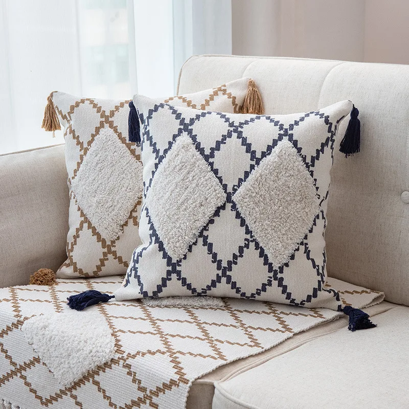 

Boho Cotton Knitting Pillowcase Tufted Pillow Cushion Home Sofa Decoration Pillow Cover Waist Cushion Nordic Household Room