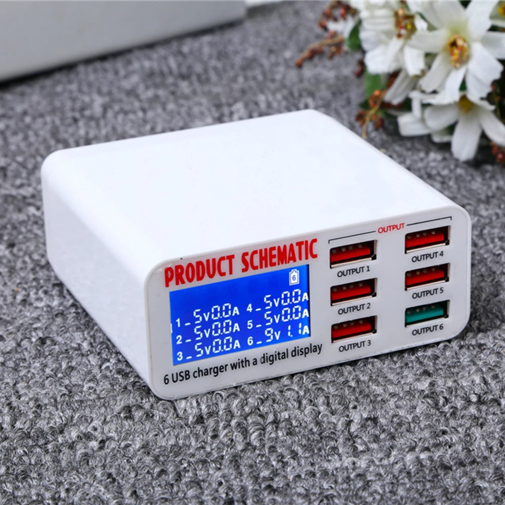 6 портов, мульти USB порт, умное зарядное устройство, USB зарядное устройство, зарядная станция 50 Вт/10 А, многопортовый usb зарядный концентратор для нескольких устройств