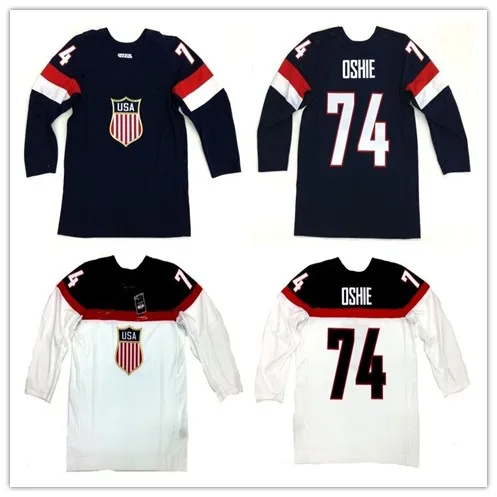 

Vintage 2014 TEAM USA #74 TJ OSHIE Hockey Jersey Embroidery Stitched Customize any number and name Jerseys