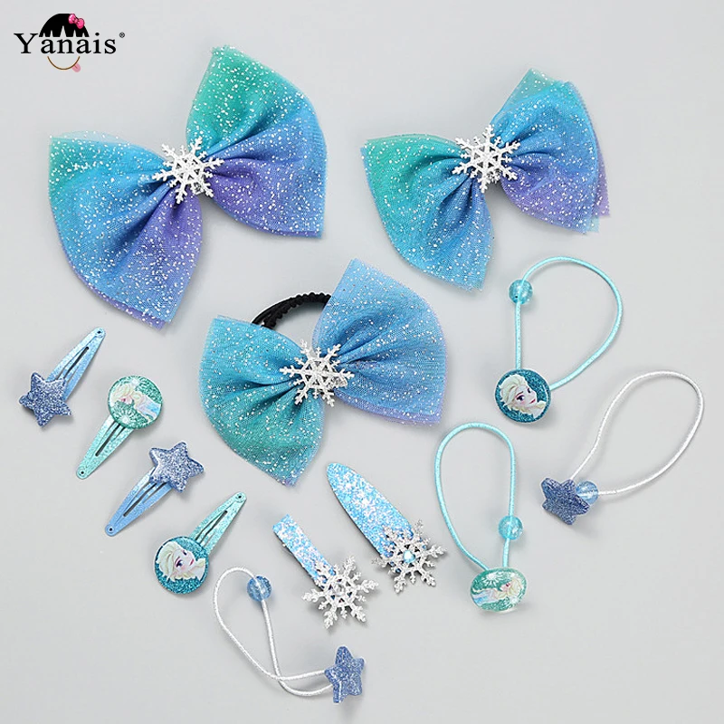

1pcs Kids Lace Bow Rhinestone Hair bands Tie Cute Cartoon Crystal Blue Girls Hair Clips Hairpins Hair Accessories Wholesale