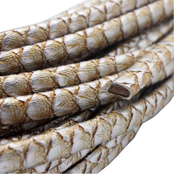 

AaaZee 1 Yard 10mmx6mm Fish Scales Shape Grained Licorice Leather, 10mm Oval Embossed Bangle Bracelet Leather for DIY Art Crafts