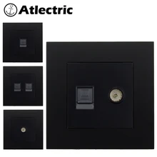 Atlectric Интернет ТВ розетка Rj45 с ТВ розетка двойной Rj45 порт сокет данных ПК пластиковая панель универсальная Сетевая розетка розетки