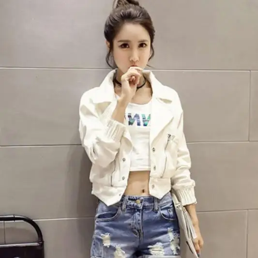 

Autumn White Denim Jacket Women Extra Short Jeans Jacket Female Sexy Slim Irregular Womens Jackets And Coats Streetwear AE65