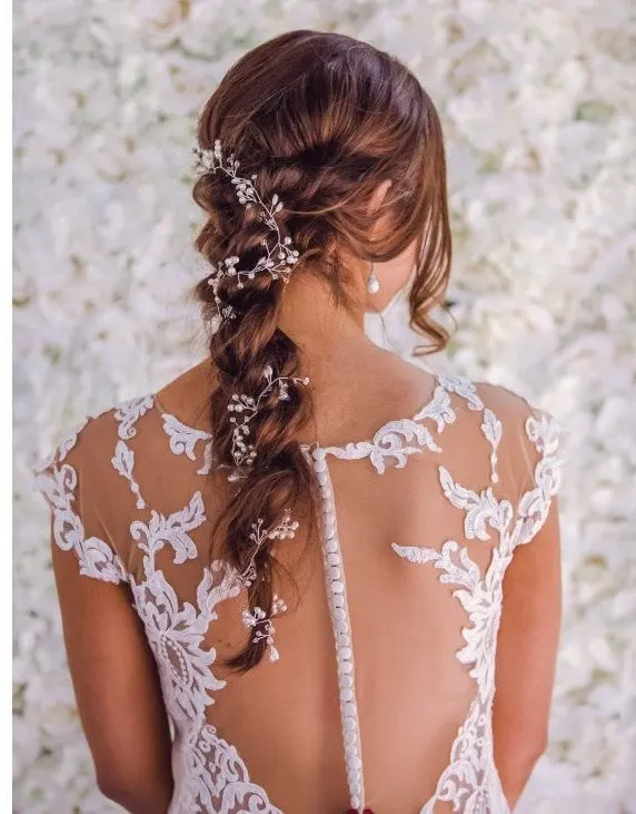 Rhinestones Pearls Hair Vine Headband for Wedding Bride Bridesmaid