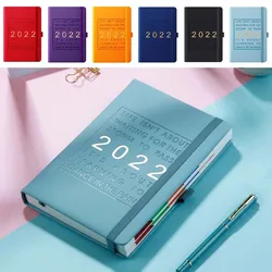 Carnet de notes A5 2022 jours, planificateur agenda quotidien, calendrier, couverture en cuir PU, fournitures scolaires et de bureau, 365 pages, 400 