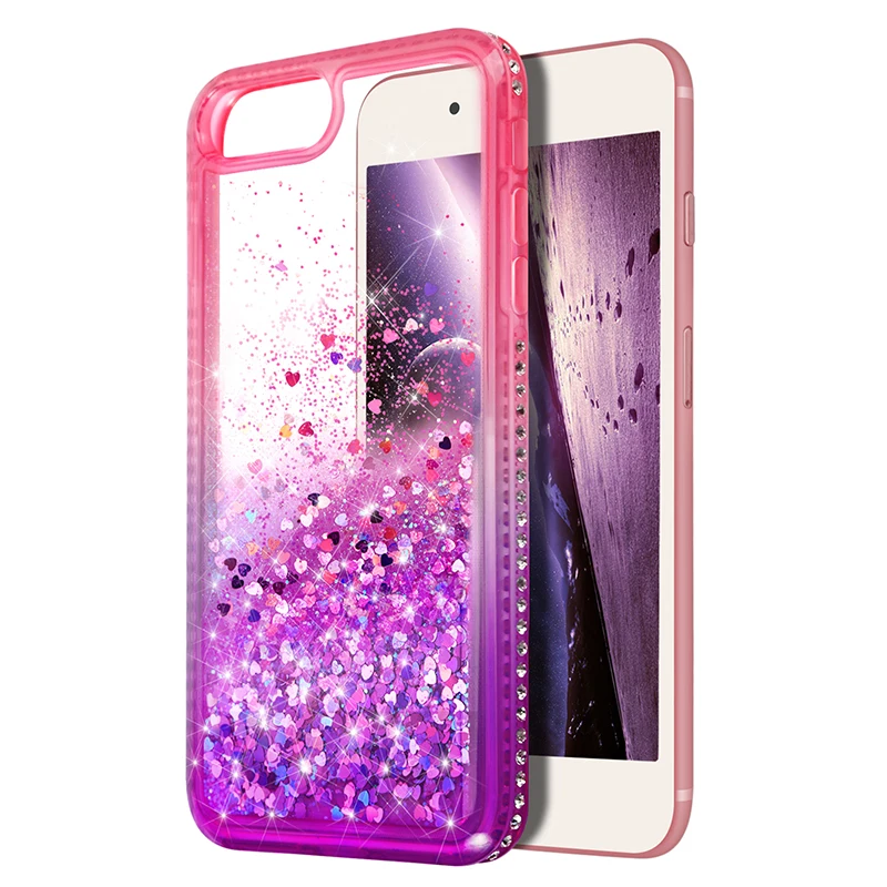 Gradient Bling Flowing Liquid Floating Sparkle Diamond PC+Soft TPU Quicksand Case for iPhone 7/8 Plus Phone protection | Мобильные