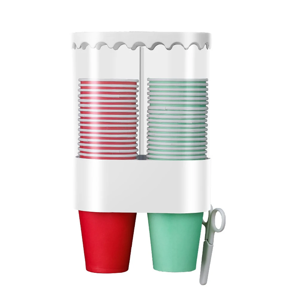 

Large Capacity Storage Rack Disposable Cup Dispenser Shelf Wall Mounted Automatic Holder Home Office Plastic Space Saving